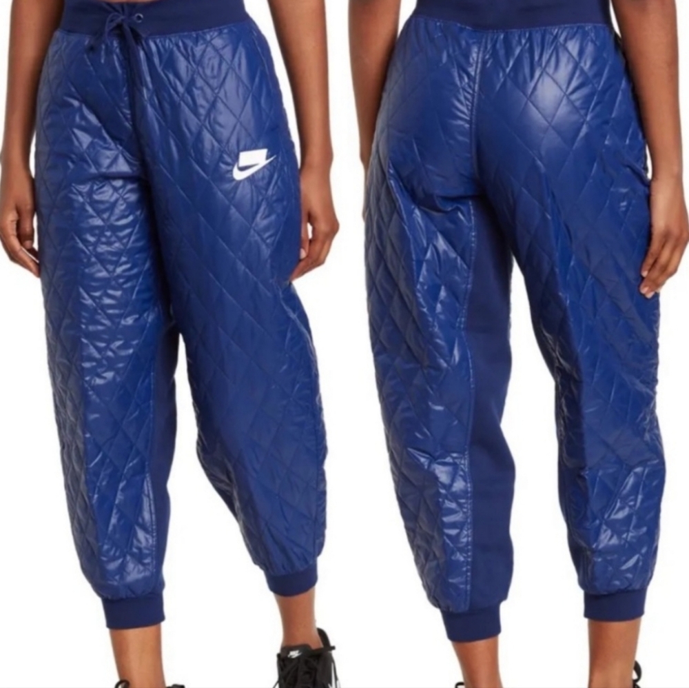 Nike Blue Quilted Joggers with Elastic Cuffs Women's Size Small